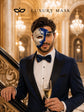 Blue Masquerade Mask for Men - Silver Musical Phantom One-Eye Venetian Mask - Image 4