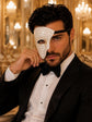 White Masquerade Mask for Men - Phantom of the Opera One-Eye Mask with Crack Detailing - Image 2