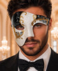 Black Gold Antique-Style Phantom of the Opera Half Face Masquerade Mask for Men | Vintage Mask for Mardi Gras, Halloween & Costume Parties