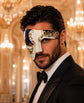 Blue Gold Phantom of the Opera Half Face Mask