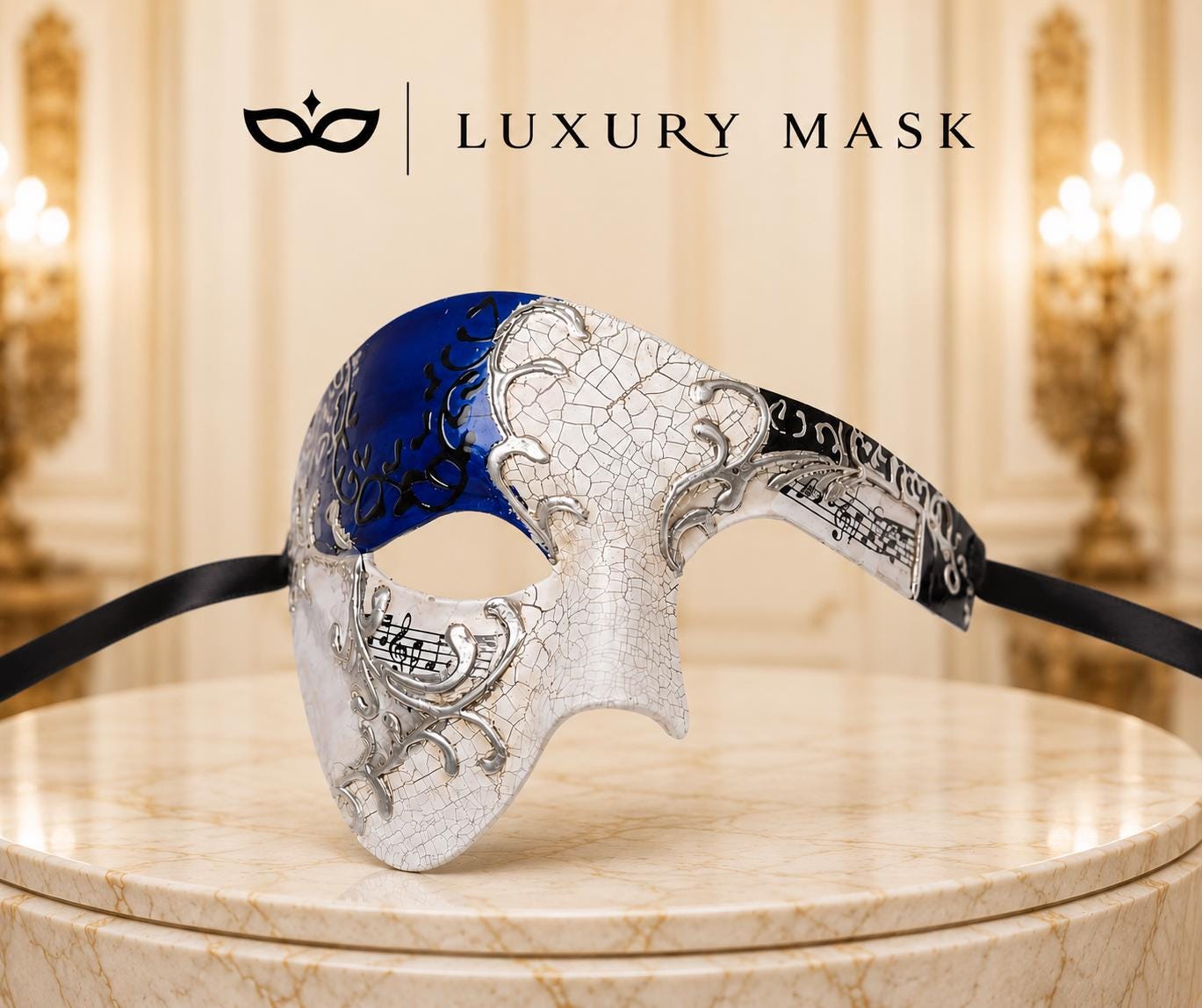 Blue Silver Venetian Masquerade Mask
