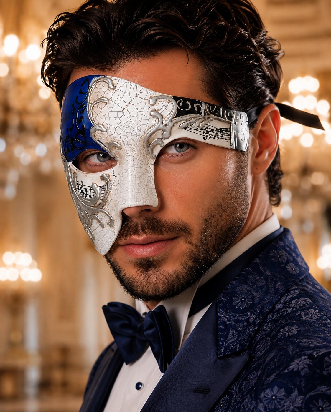 Blue Silver Venetian Masquerade Mask