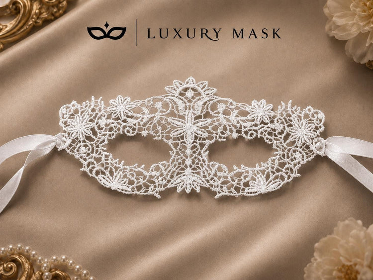 White Floral Lace Masquerade Mask