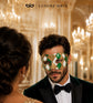 Green, White and Gold Checkered Masquerade Mask for Men - view 4