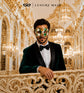 Green, White and Gold Checkered Masquerade Mask for Men - view 3