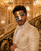 Black Gold Checkered Masquerade Mask for Men