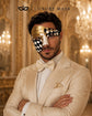 Black Gold Checkered Masquerade Mask for Men
