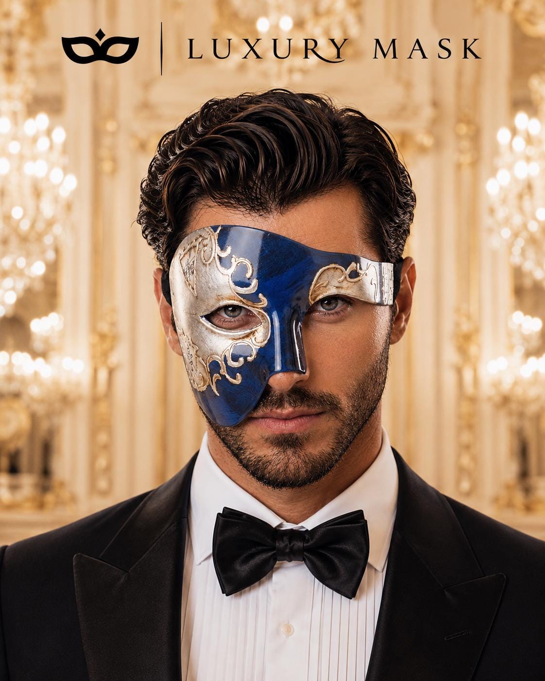 Blue Silver Phantom of the Opera Mask