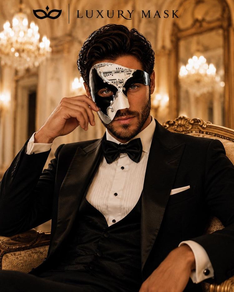 Silver Black Phantom of the Opera Mask