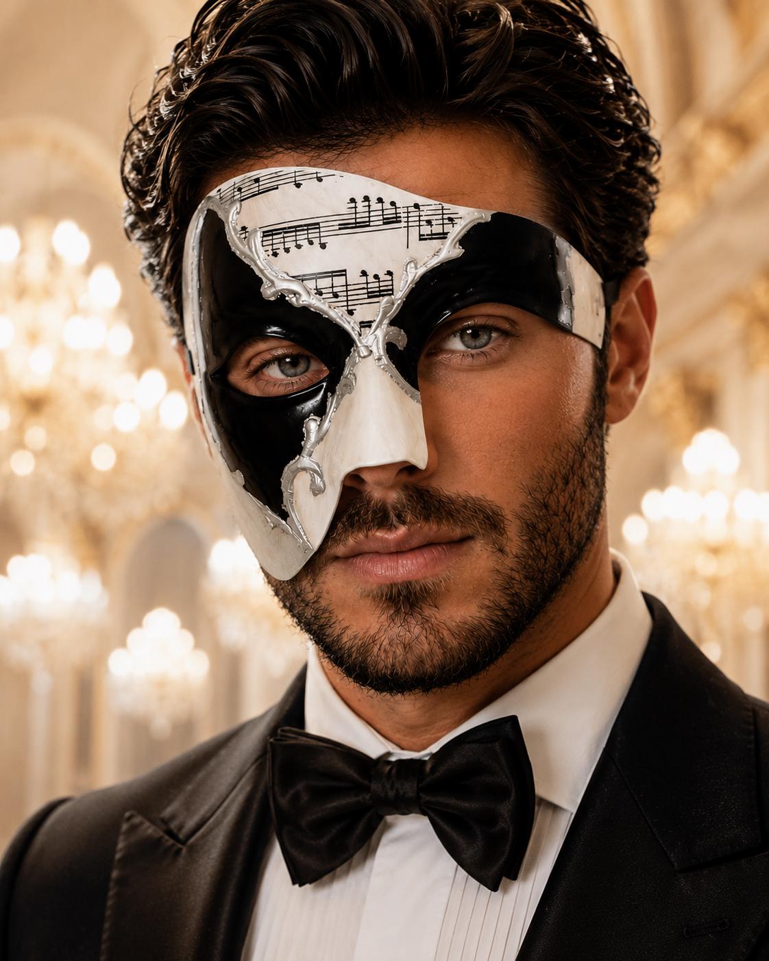 Silver Black Phantom of the Opera Mask