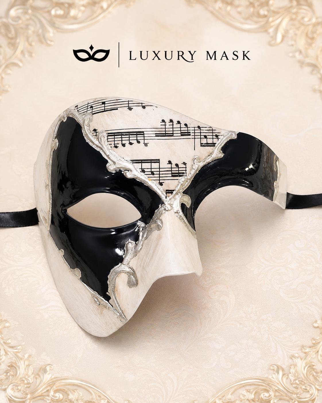 Silver Black Phantom of the Opera Mask