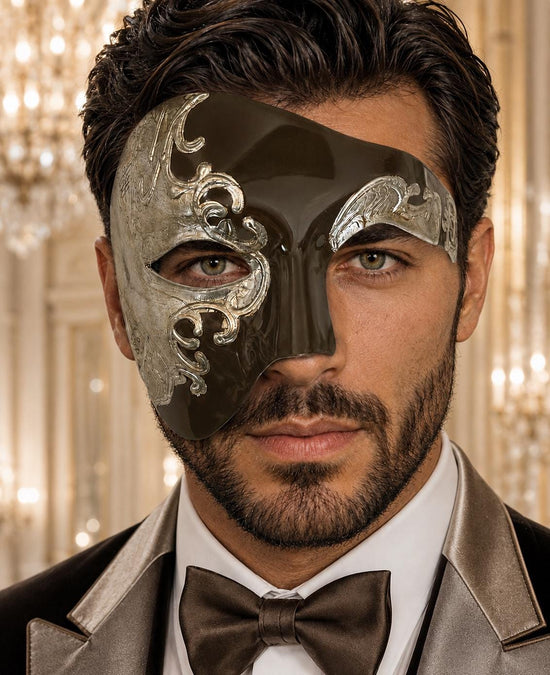 Mocha Silver Phantom of the Opera Mask