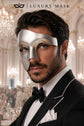 Solid Silver Phantom of the Opera Mask for Men
