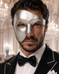 Solid Silver Phantom of the Opera Mask for Men