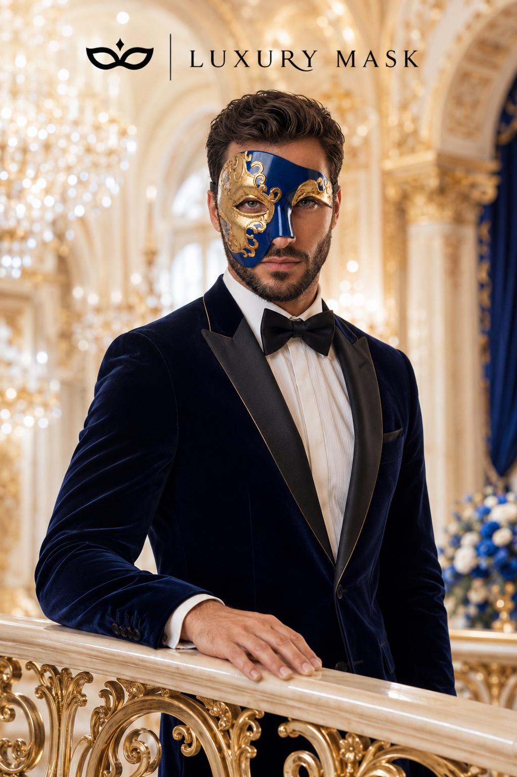 Blue Gold Masquerade Mask