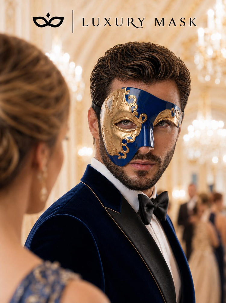 Blue Gold Masquerade Mask