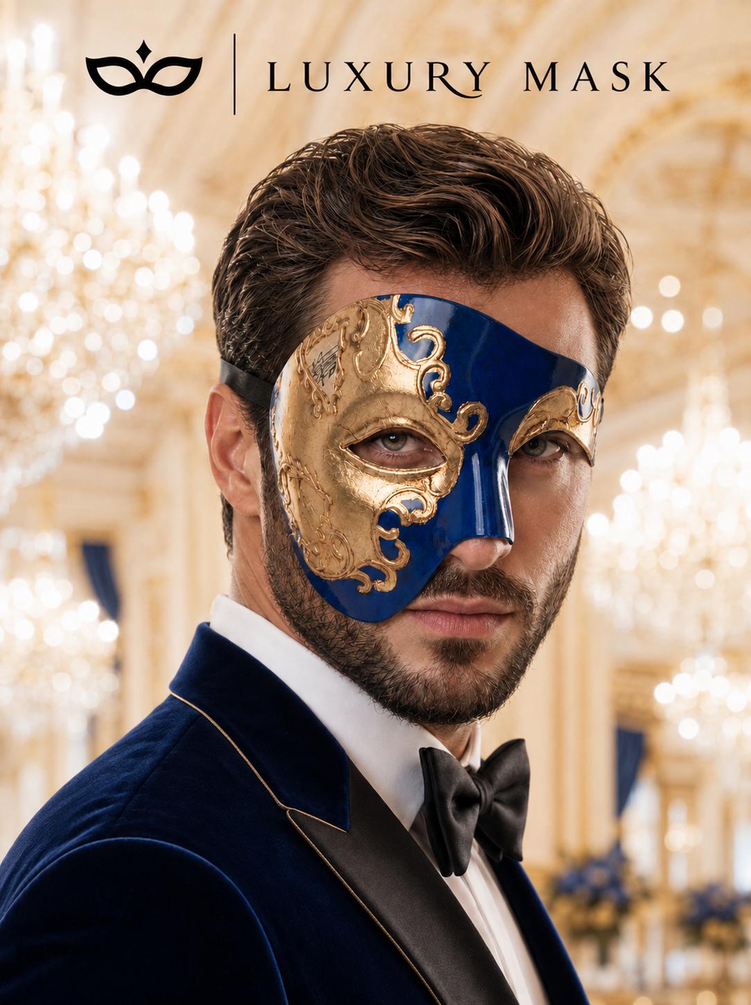 Blue Gold Masquerade Mask