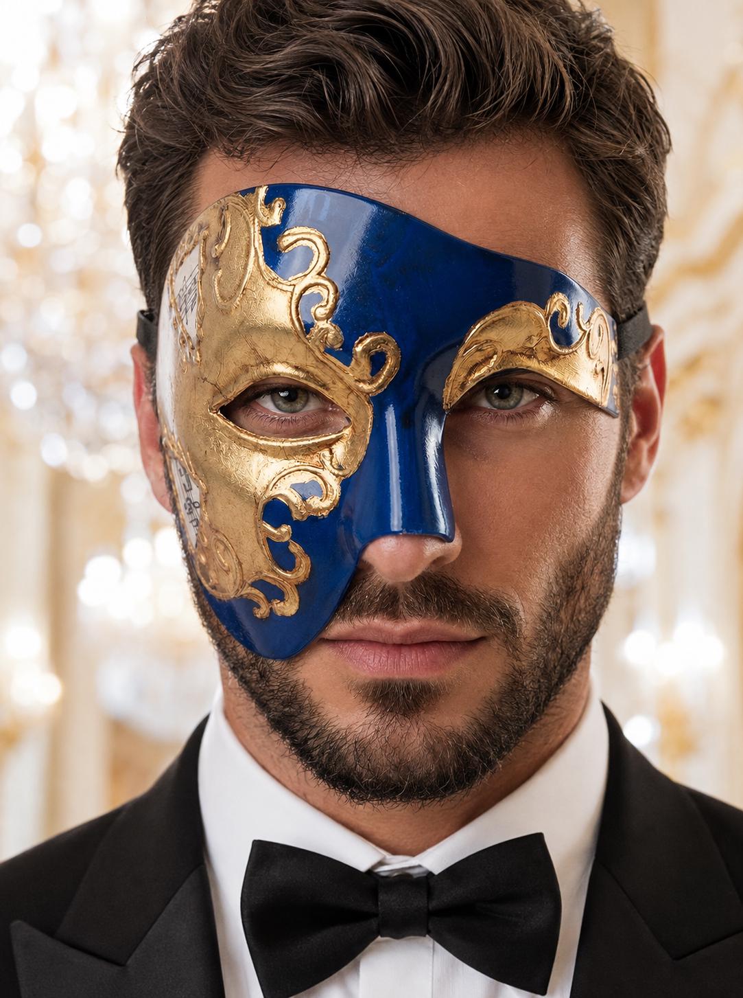 Blue Gold Masquerade Mask