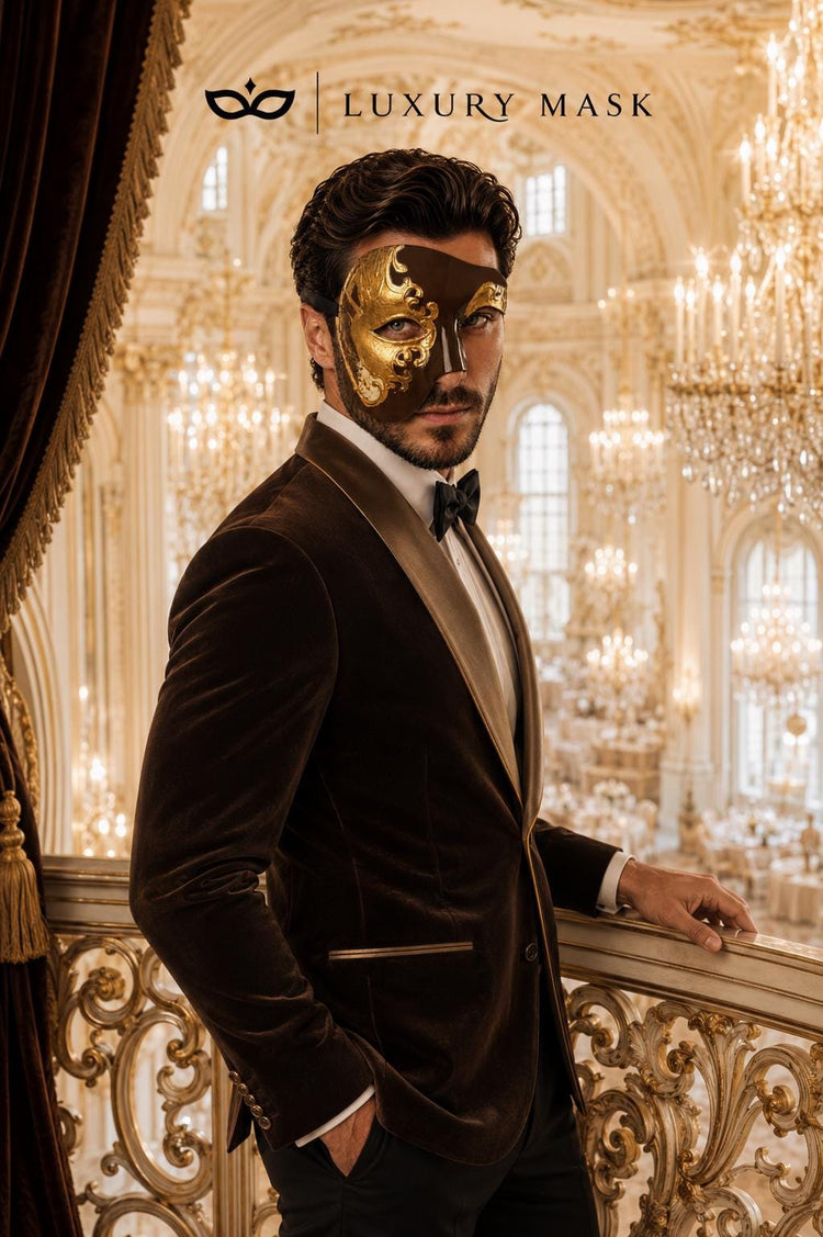 Mocha Gold Phantom of the Opera Mask