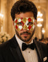Red & Gold Checkered Venetian Masquerade Mask for Men