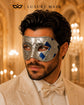 Antique Blue & Silver Venetian Masquerade Mask for Men