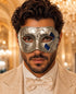 Antique Blue & Silver Venetian Masquerade Mask for Men