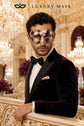 Purple & Silver Checkered Venetian Masquerade Mask for Men