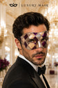Purple & Silver Checkered Venetian Masquerade Mask for Men