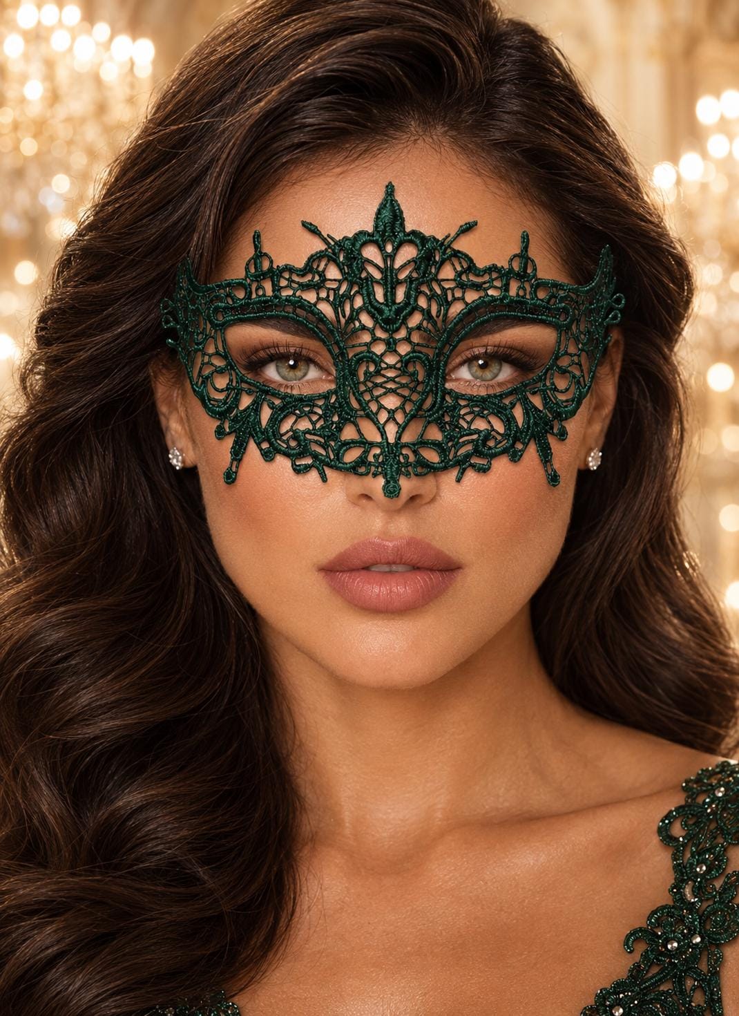 Green Lace Masquerade Mask for Women – Belle