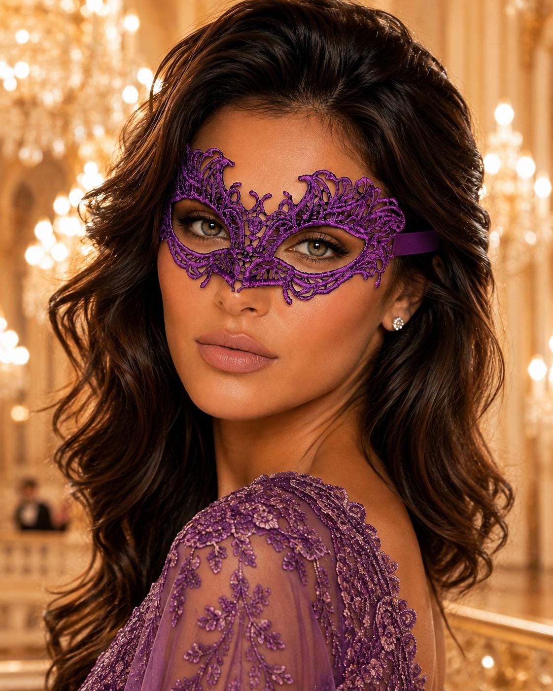Purple Lace Masquerade Mask for Women – Aria