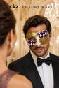 Purple & Gold Half Checkered Venetian Mask for Men
