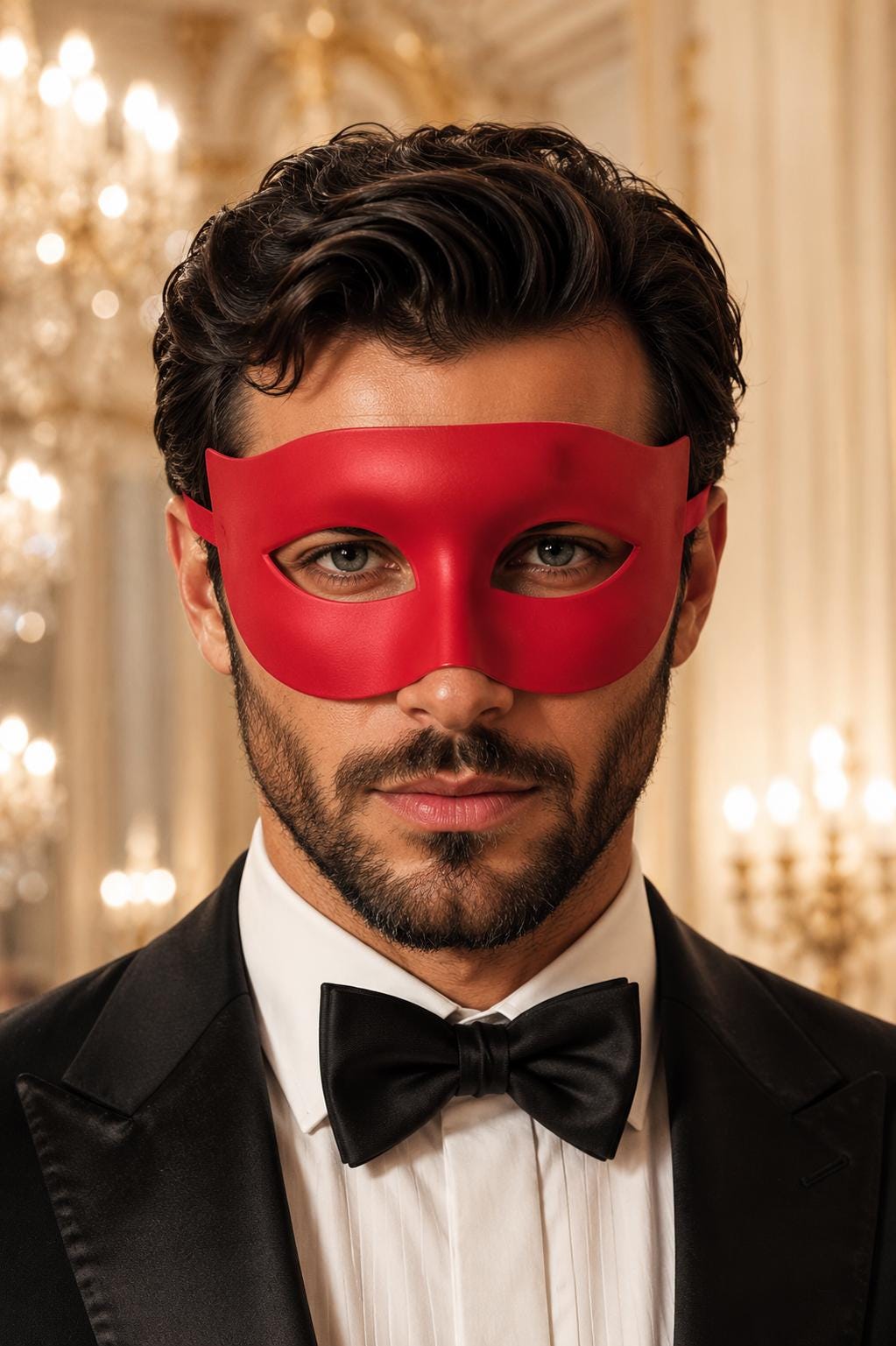 Red Classic Venetian Masquerade Mask for Men