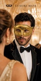 Gold Glitter Venetian Masquerade Mask for Men