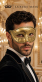 Gold Glitter Venetian Masquerade Mask for Men