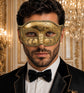 Gold Glitter Venetian Masquerade Mask for Men