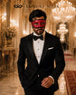 Red & Black Glitter Venetian Mask for Men