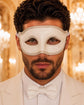 White Glitter Venetian Masquerade Mask for Men
