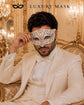 White Diamond Laser Cut Venetian Mask for Men