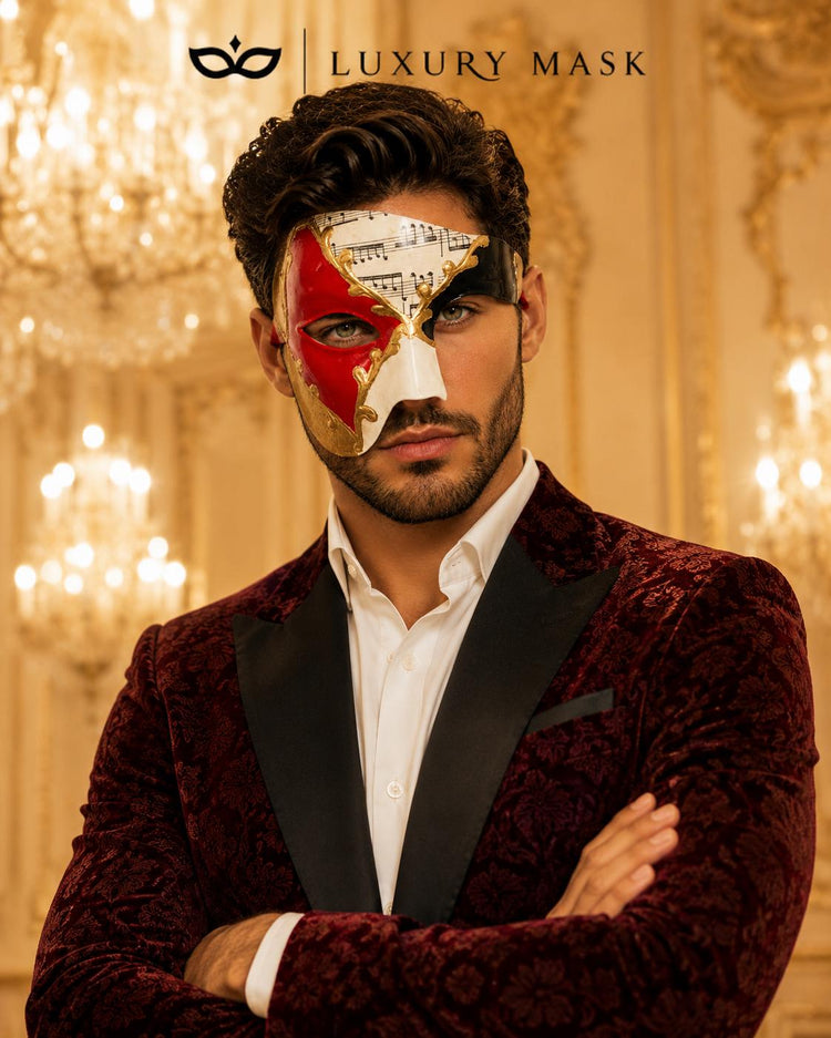 Red & Gold Phantom of the Opera Mask for Men