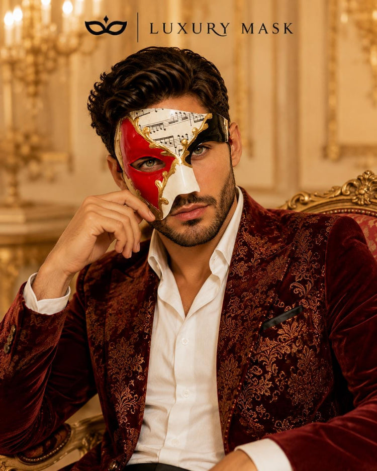 Red & Gold Phantom of the Opera Mask for Men