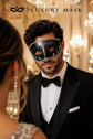 Black & Silver Glitter Venetian Mask for Men