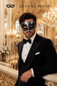 Black & Silver Glitter Venetian Mask for Men