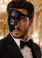 Black Phantom Masquerade Mask for Men - Classic One-Eye - view 2