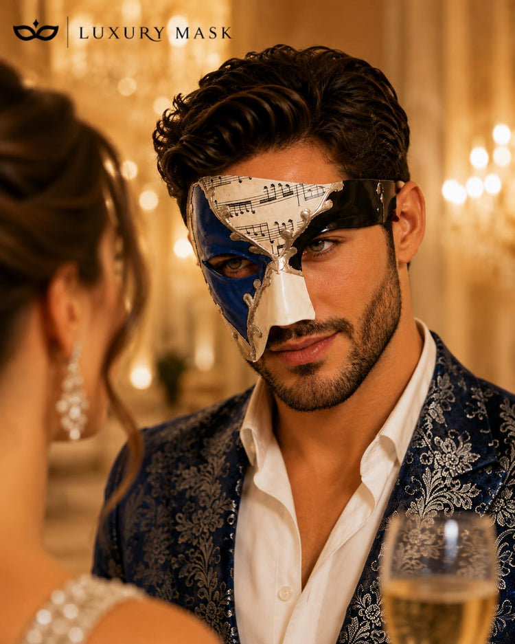 Silver & Blue Phantom of the Opera Mask for Men