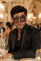 Antique Copper & Black Venetian Mask for Men with Red Glitter