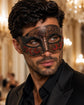 Antique Copper & Black Venetian Mask for Men with Red Glitter