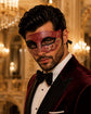 Red Masquerade Mask for Men - Black and Gold Glitter Venetian Eye Mask - Image 2