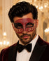 Red Masquerade Mask for Men - Black and Gold Glitter Venetian Eye Mask