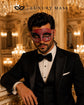 Red Masquerade Mask for Men - Black and Silver Glitter Venetian Eye Mask - Image 3