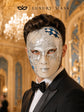 Blue Checkered Full-Face Masquerade Mask - Silver and White - view 5